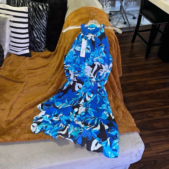 Parker Diane Surplice Wrap Dress Blue Floral - Picture 3 of 11